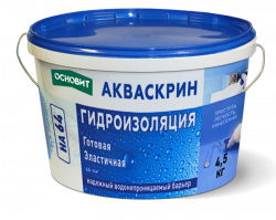 АКВАСКРИН HA64 (4.5кг) Гидроизоляция эластичная готовая ОСНОВИТ