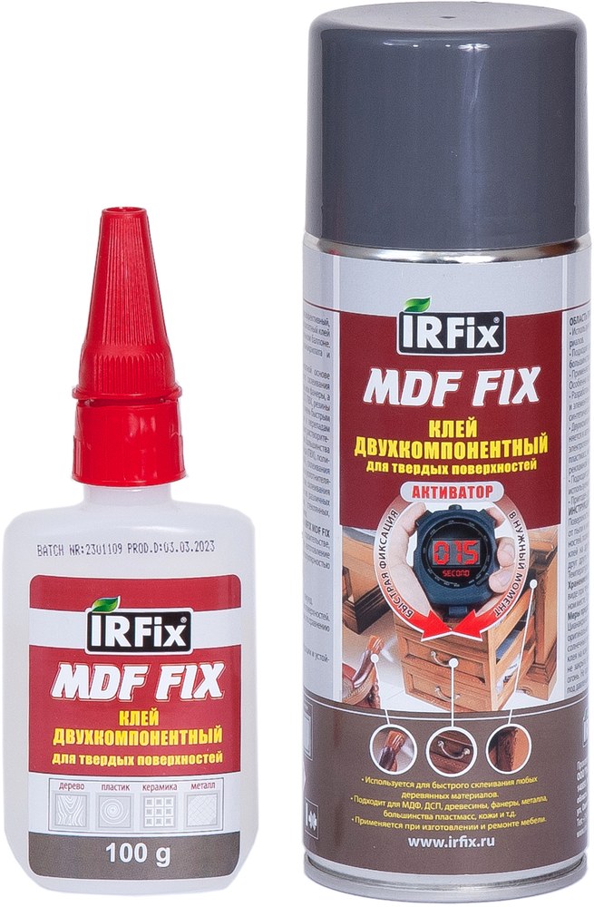 IRFIX Двухкомпонентный цианакрилатный клей MDF FIX (400мл/ 100гр) 1/12