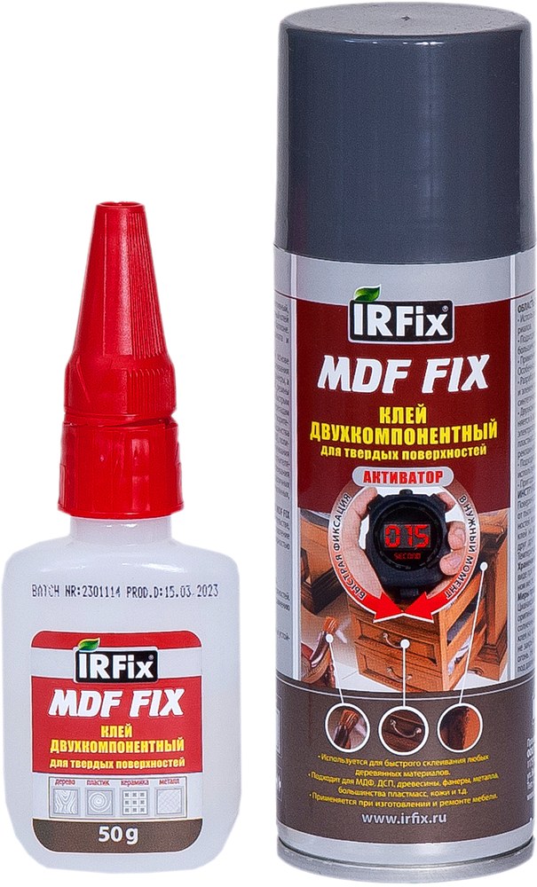 IRFIX Двухкомпонентный цианакрилатный клей MDF FIX (200мл /50гр) 1/12
