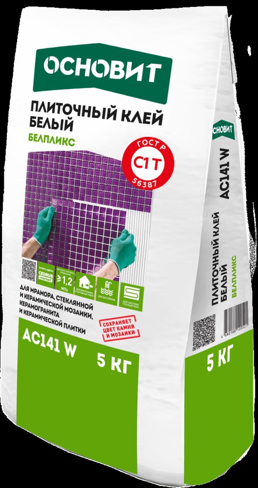 АС141 W (5 кг) Клей плиточный Основит Белпликс