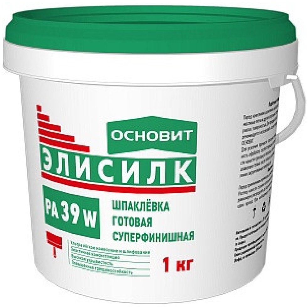 РА39 W (1 кг) Шпаклевка готовая суперфинишная ОСНОВИТ ЭЛИСИЛК (77635)
